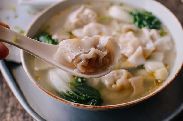San Xian Wontons (Shrimp, Pork & Chicken Wontons), by thewoksoflife.com