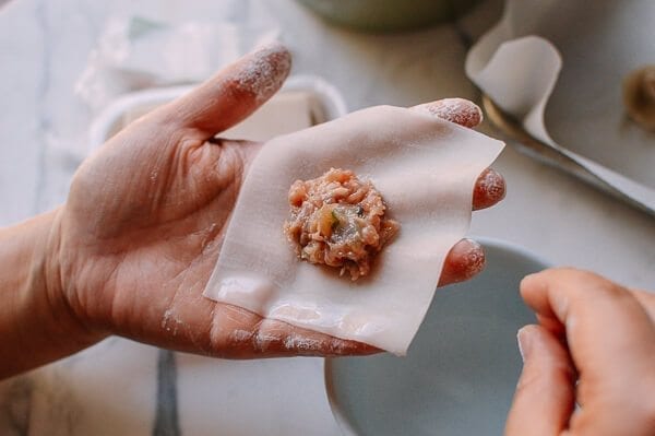 San Xian Wontons (Shrimp, Pork & Chicken Wontons), by thewoksoflife.com