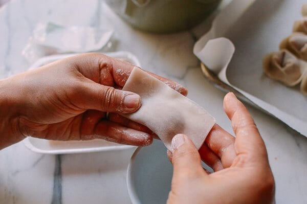 San Xian Wontons (Shrimp, Pork & Chicken Wontons), by thewoksoflife.com