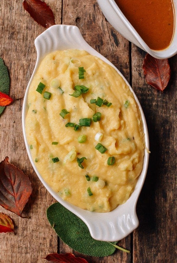 Cheesy Mashed Potatoes with Scallions, by thewoksoflife.com