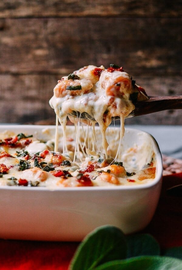 Baked Sweet Potato Gnocchi with Bacon and Sage, by thewoksoflife.com