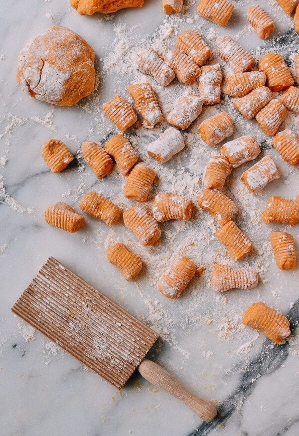 Baked Sweet Potato Gnocchi with Bacon and Sage, by thewoksoflife.com