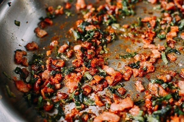 Baked Sweet Potato Gnocchi with Bacon and Sage, by thewoksoflife.com