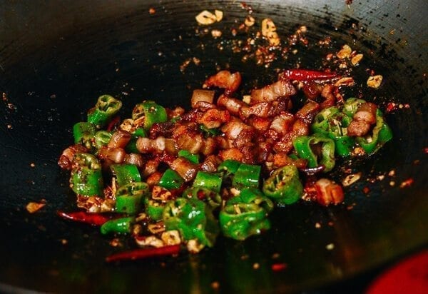 Sichuan Three Pepper Pork Belly Stir-fry, by thewoksoflife.com