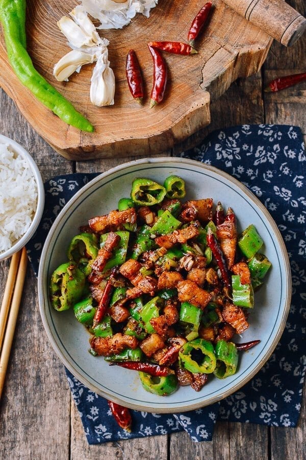 Sichuan Three Pepper Pork Belly Stir-fry, by thewoksoflife.com