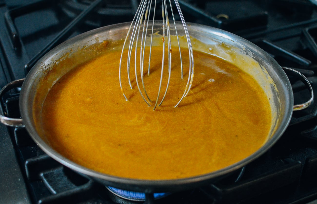 whisking turkey gravy