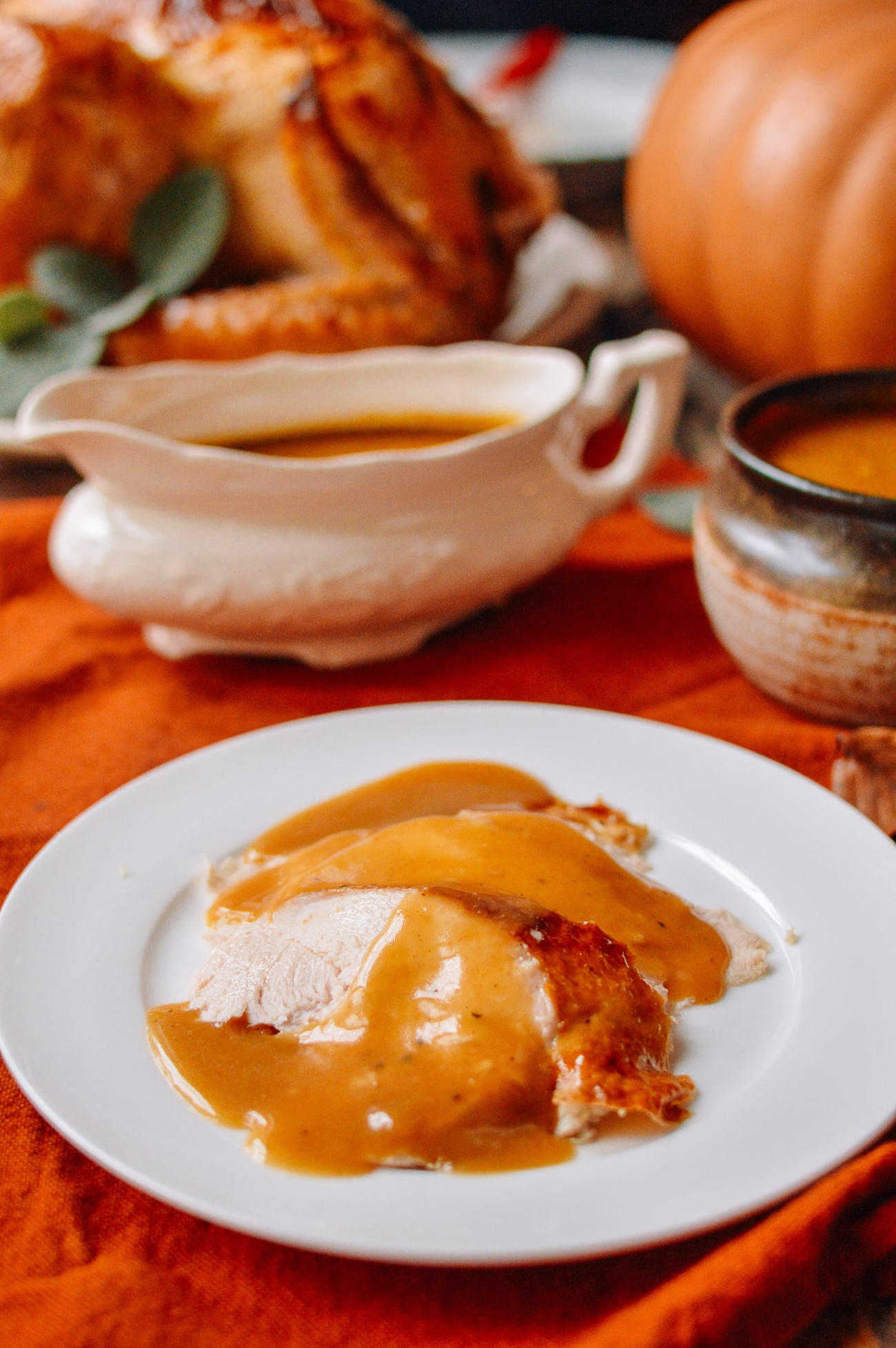 roast turkey smothered in gravy