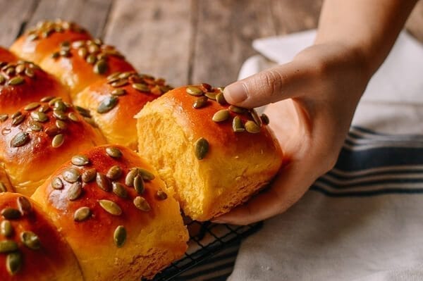 Pumpkin Dinner Rolls, by thewoksoflife.com