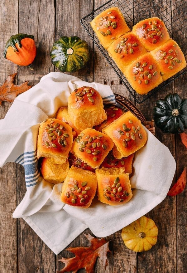 Pumpkin Dinner Rolls, by thewoksoflife.com