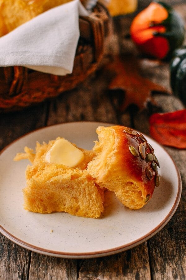 Pumpkin Dinner Rolls, by thewoksoflife.com