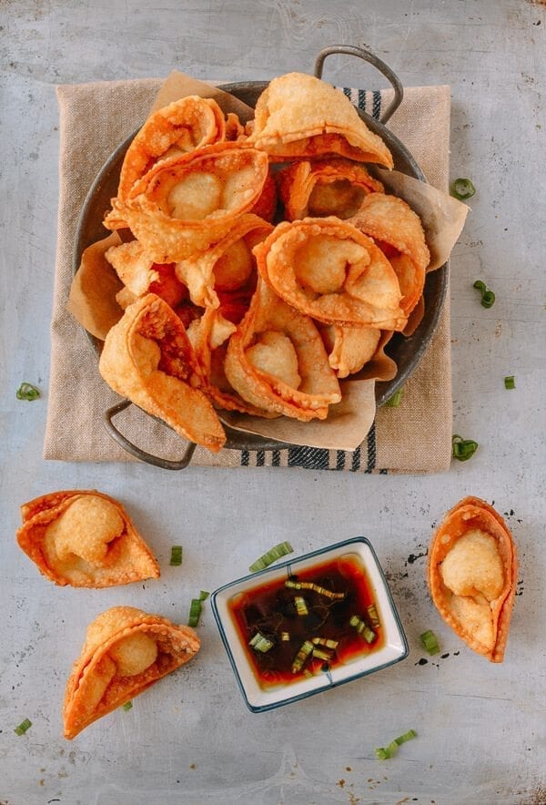 Cream Cheese Wontons, by thewoksoflife.com