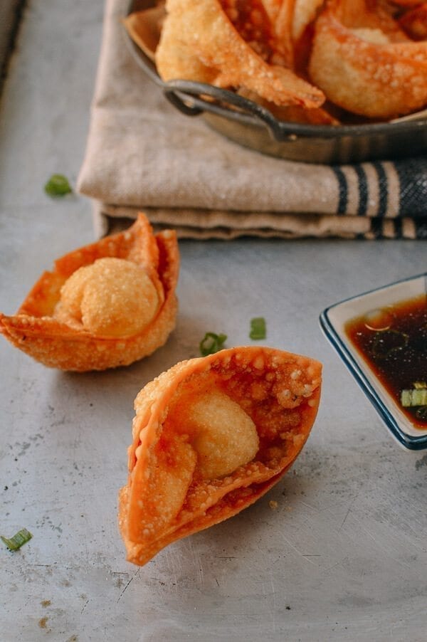 Cream Cheese Wontons, by thewoksoflife.com
