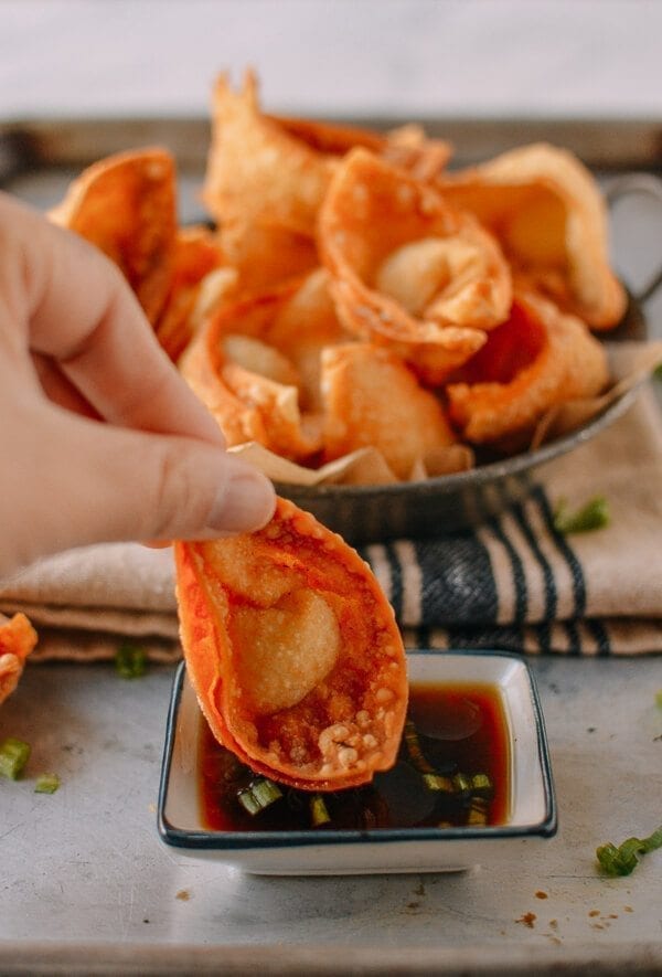 Cream Cheese Wontons, by thewoksoflife.com