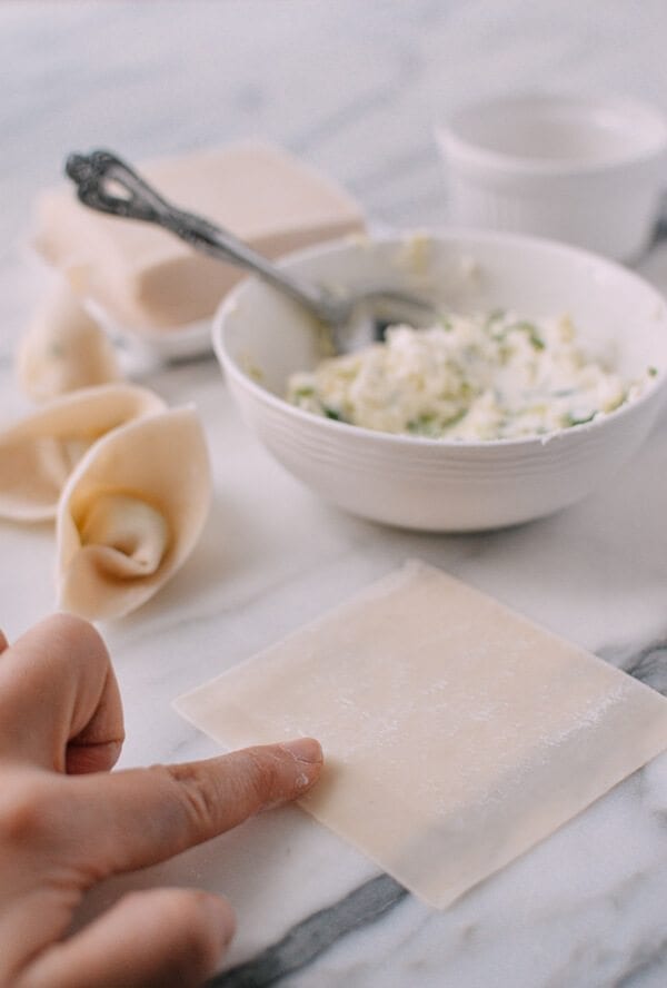 Cream Cheese Wontons, by thewoksoflife.com