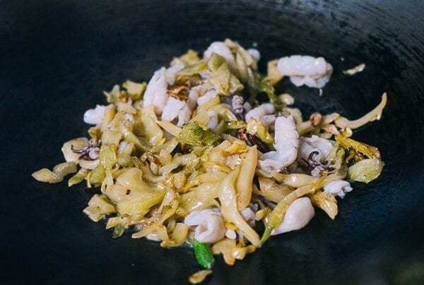 Squid Stir-Fry with Pickled Mustard Greens, by thewoksoflife.com