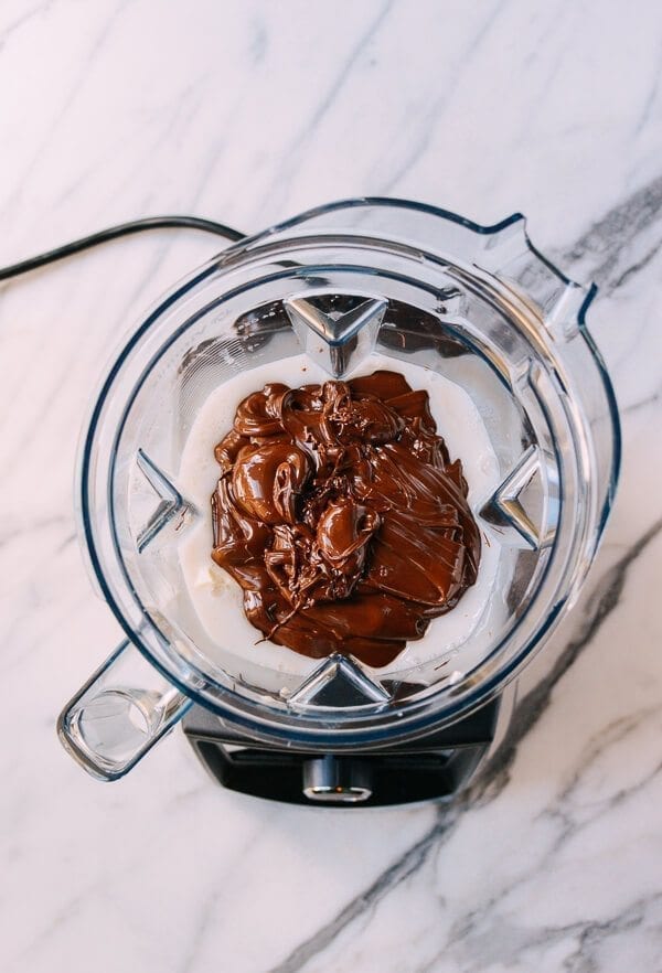 Vegan Chocolate Peanut Butter Silk Tart, by thewoksoflife.com