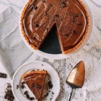 Vegan Chocolate Peanut Butter Silk Tart, by thewoksoflife.com
