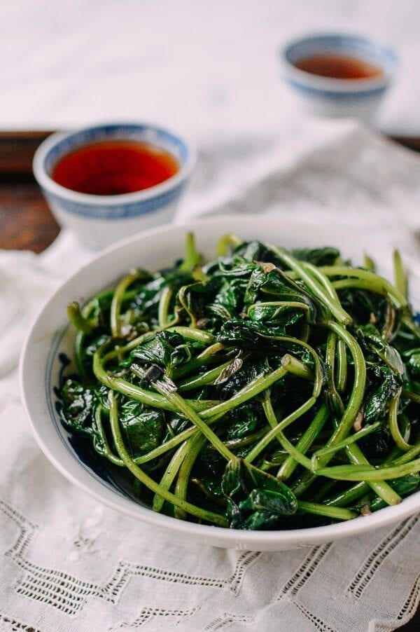 Stir-fried Yam Leaves, by thewoksoflife.com