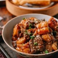 Chinese Beef Stir-Fry with You Tiao, by thewoksoflife.com