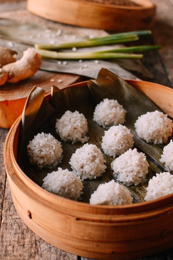 Chinese Pearl Meatballs with Sticky Rice, by thewoksoflife.com