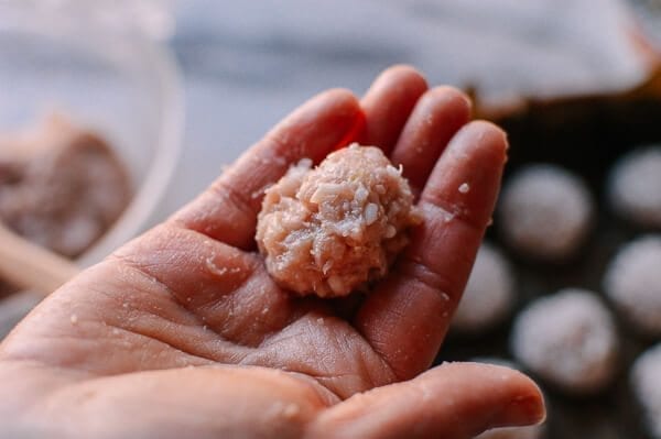 Chinese Pearl Meatballs with Sticky Rice, by thewoksoflife.com