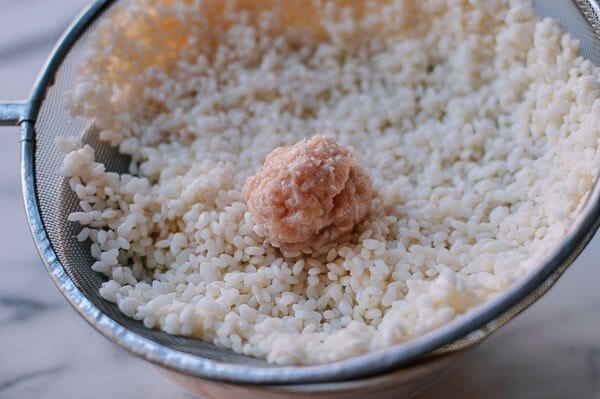 Chinese Pearl Meatballs with Sticky Rice, by thewoksoflife.com
