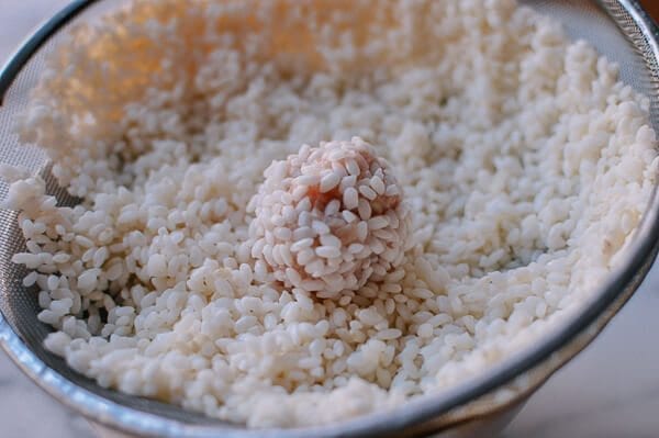 Chinese Pearl Meatballs with Sticky Rice, by thewoksoflife.com