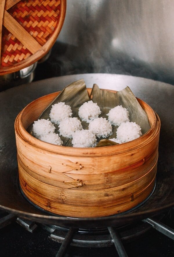 Chinese Pearl Meatballs with Sticky Rice, by thewoksoflife.com