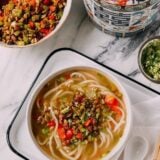 Chinese Pickled Long Bean & Pork Noodle Soup, by thewoksoflife.com