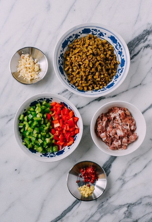 Pickled Long Beans with Pork Stir Fry, by thewoksoflife.com