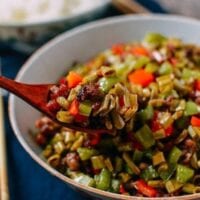 Pickled Long Beans with Pork Stir Fry, by thewoksoflife.com