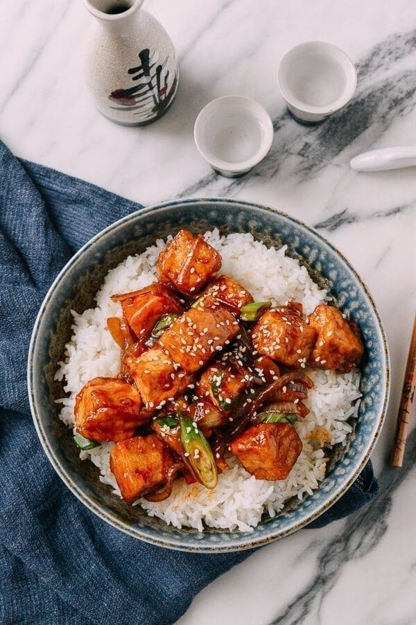 Teriyaki Tofu Rice Bowl, by thewoksoflife.com