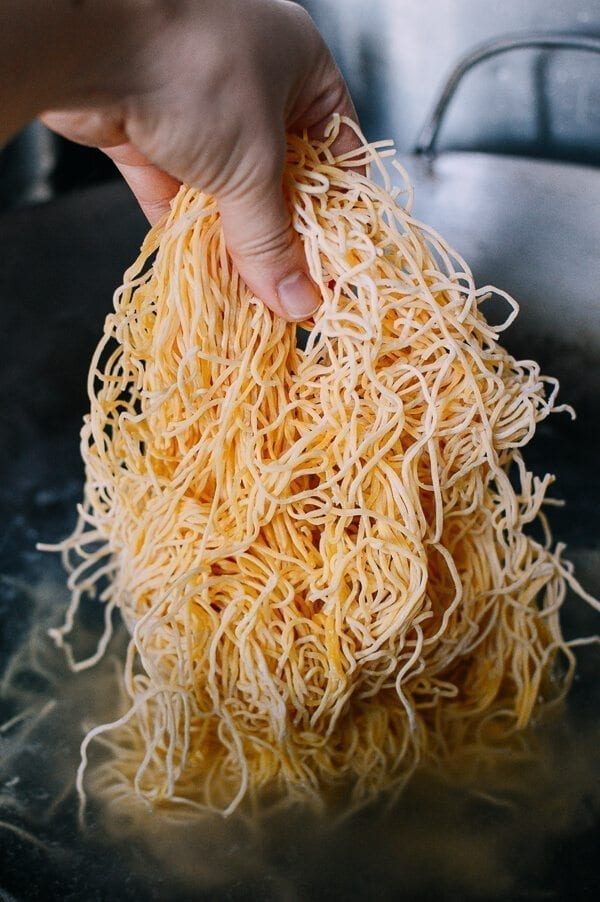 Hong Kong Style Shrimp Chow Mein Noodles, by thewoksoflife.com