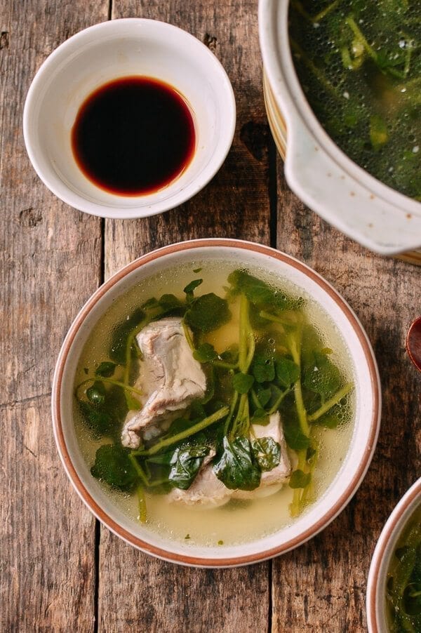 Chinese Watercress Soup with Pork Ribs (Sai Yeung Choy Tong), by thewoksoflife.com