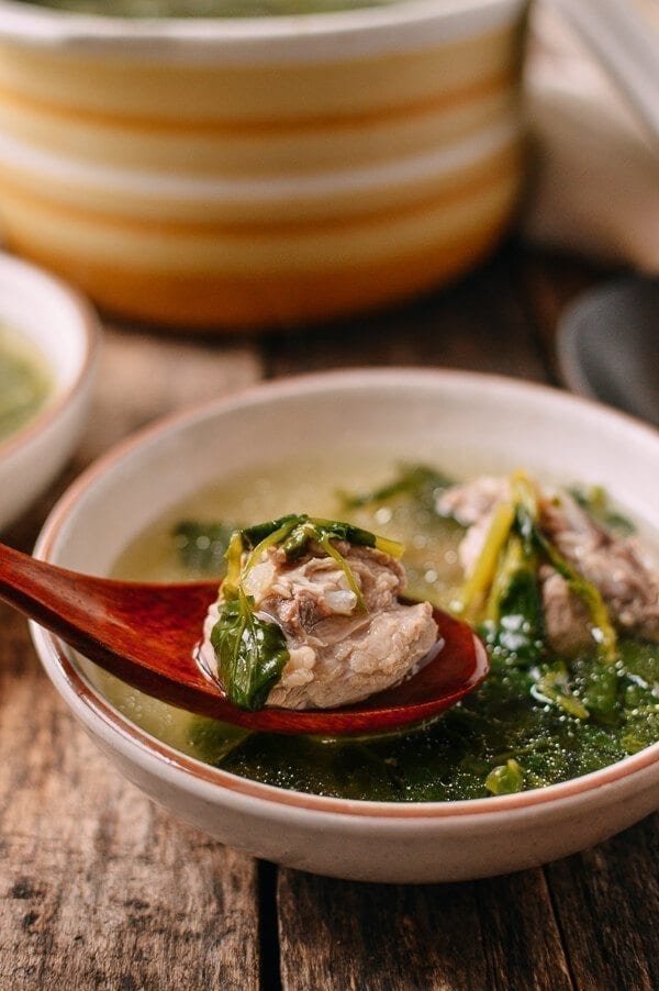Chinese Watercress Soup with Pork Ribs (Sai Yeung Choy Tong), by thewoksoflife.com
