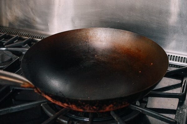 Rusty wok on stove
