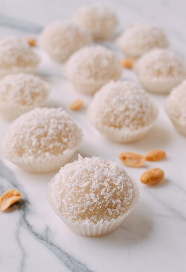 Coconut Peanut Mochi (糯米糍), by thewoksoflife.com