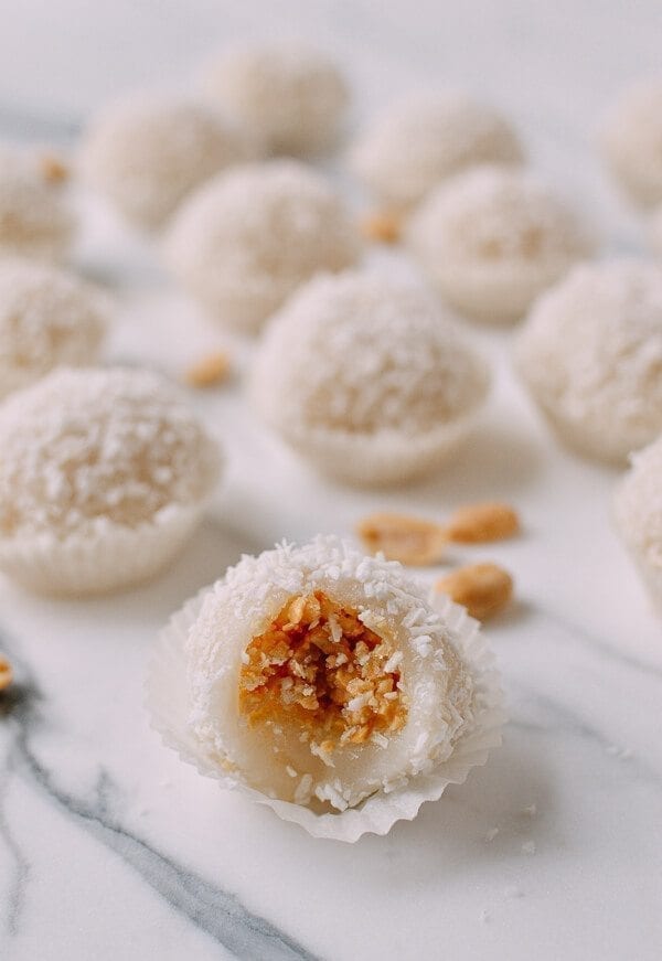 Coconut Peanut Mochi (糯米糍), by thewoksoflife.com