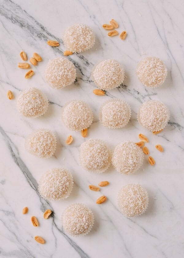 Coconut Peanut Mochi (糯米糍), by thewoksoflife.com