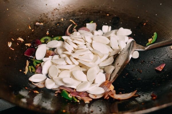 Spicy Stir-fried Rice Cakes, by thewoksoflife.com