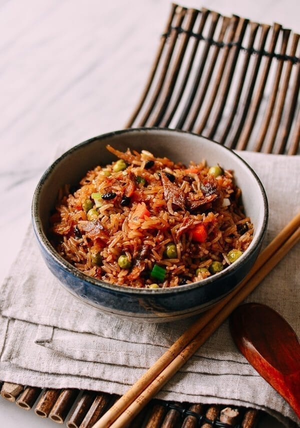 One Pot Rice Cooker Rice with Dace Fish, by thewoksoflife.com