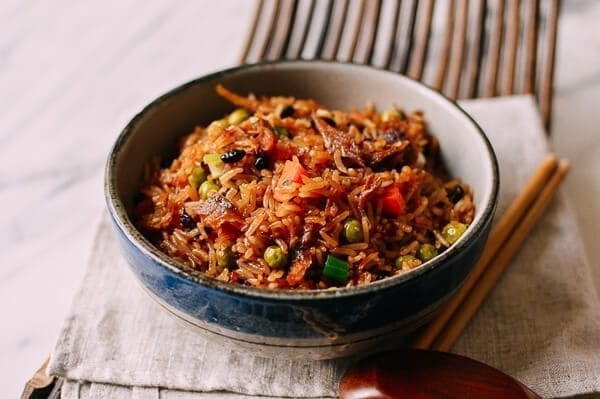 One Pot Rice Cooker Rice with Dace Fish, by thewoksoflife.com