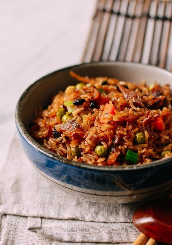 One Pot Rice Cooker Rice with Dace Fish, by thewoksoflife.com