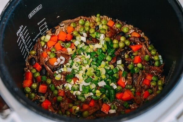 One Pot Rice Cooker Rice with Dace Fish, by thewoksoflife.com