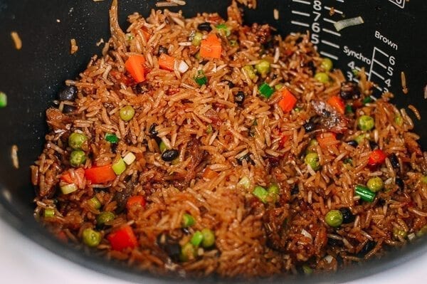 One Pot Rice Cooker Rice with Dace Fish, by thewoksoflife.com