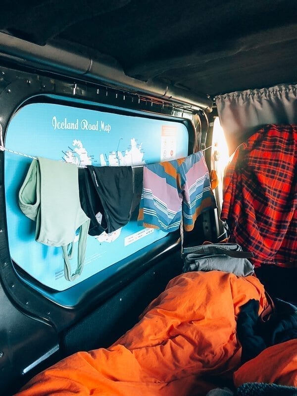 Camper van clothesline