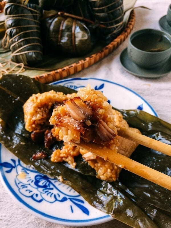 Shanghai Style Pork Zongzi (Sticky Rice Dumplings), by thewoksoflife.com