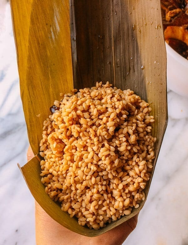 Shanghai Style Pork Zongzi (Sticky Rice Dumplings), by thewoksoflife.com