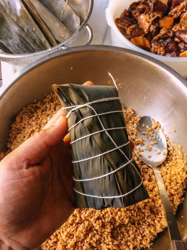 Shanghai Style Pork Zongzi (Sticky Rice Dumplings), by thewoksoflife.com
