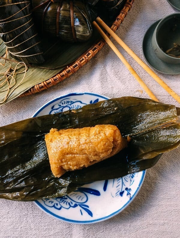 Shanghai Style Pork Zongzi (Sticky Rice Dumplings), by thewoksoflife.com
